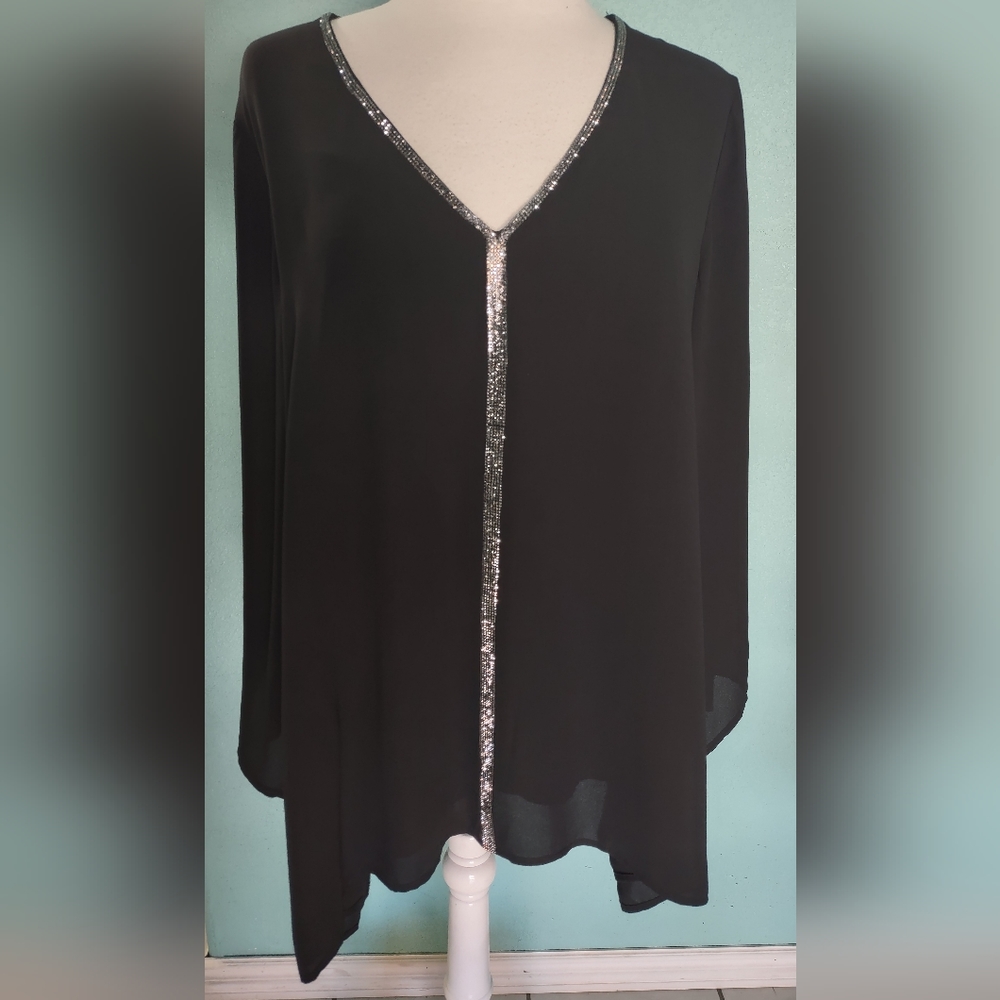 Grace the Perfect Fit Black Poly Top Sz 1X